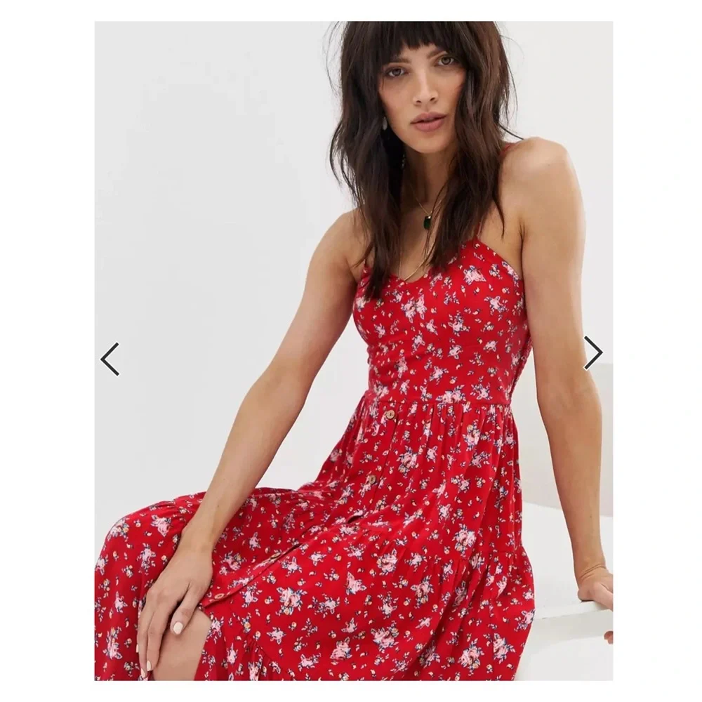 Band Of Gypsies Floral Tiered Midaxi Dress XS - Picture 5 of 12